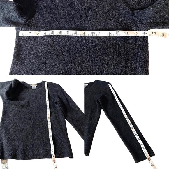 Vintage Talbots Women’s Black Long Sleeve Ribbed Knit Crew Neck Sweater Size M - Picture 4 of 5